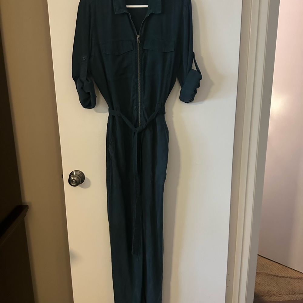Teal Anthropologie Cloth & Stone Belted Utility Jumpsuit